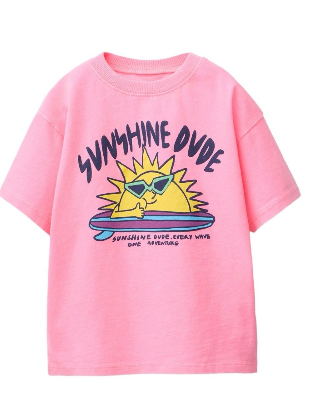 Zara Pink Graphic 'Sunshine Dude' Tee with Yellow Sun